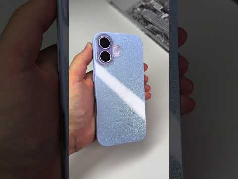 Tvrzený třpytivý světle modrý kryt na iPhone 17